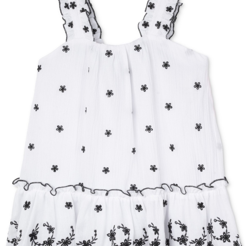 Rare Editions White Dress with Black Embroidery